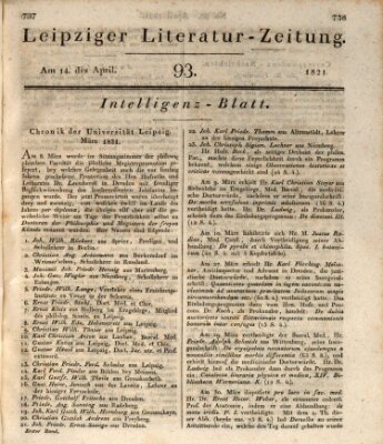 Leipziger Literaturzeitung Samstag 14. April 1821