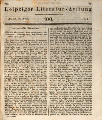 Leipziger Literaturzeitung Montag 23. April 1821