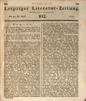 Leipziger Literaturzeitung Mittwoch 25. April 1821