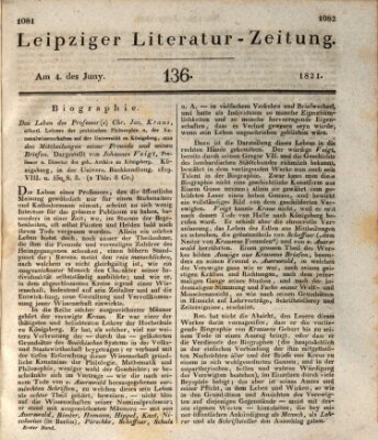 Leipziger Literaturzeitung Montag 4. Juni 1821