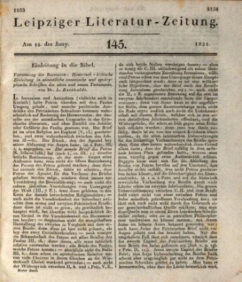 Leipziger Literaturzeitung Donnerstag 14. Juni 1821