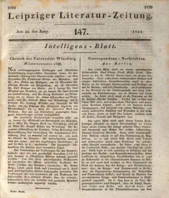 Leipziger Literaturzeitung Samstag 16. Juni 1821