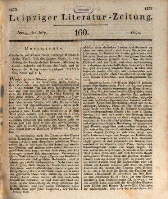 Leipziger Literaturzeitung Montag 2. Juli 1821