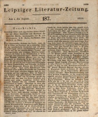 Leipziger Literaturzeitung Mittwoch 1. August 1821