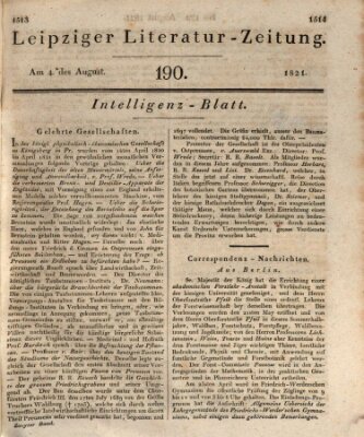 Leipziger Literaturzeitung Samstag 4. August 1821