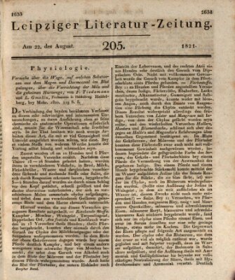 Leipziger Literaturzeitung Mittwoch 22. August 1821