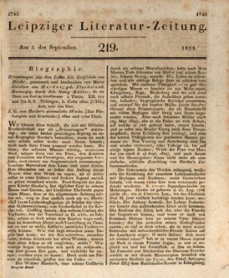 Leipziger Literaturzeitung Mittwoch 5. September 1821