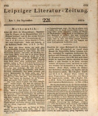 Leipziger Literaturzeitung Freitag 7. September 1821