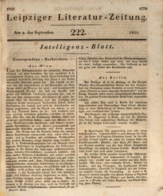 Leipziger Literaturzeitung Samstag 8. September 1821