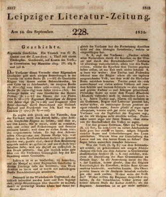 Leipziger Literaturzeitung Freitag 14. September 1821