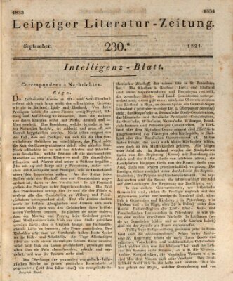 Leipziger Literaturzeitung Samstag 15. September 1821