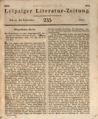 Leipziger Literaturzeitung Freitag 21. September 1821