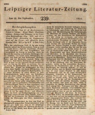 Leipziger Literaturzeitung Dienstag 25. September 1821