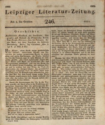 Leipziger Literaturzeitung Mittwoch 3. Oktober 1821