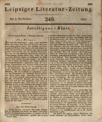 Leipziger Literaturzeitung Samstag 6. Oktober 1821