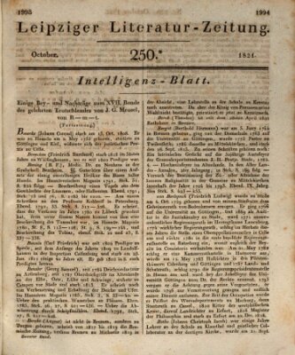 Leipziger Literaturzeitung Samstag 6. Oktober 1821
