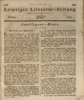 Leipziger Literaturzeitung Samstag 13. Oktober 1821