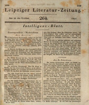 Leipziger Literaturzeitung Samstag 20. Oktober 1821