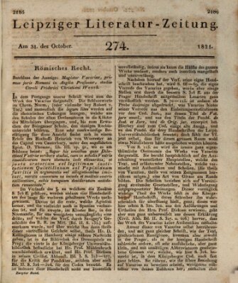 Leipziger Literaturzeitung Mittwoch 31. Oktober 1821