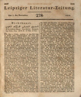 Leipziger Literaturzeitung Montag 5. November 1821