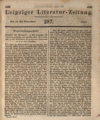 Leipziger Literaturzeitung Donnerstag 15. November 1821