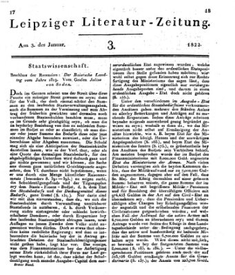 Leipziger Literaturzeitung Donnerstag 3. Januar 1822