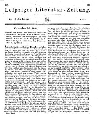 Leipziger Literaturzeitung Mittwoch 16. Januar 1822