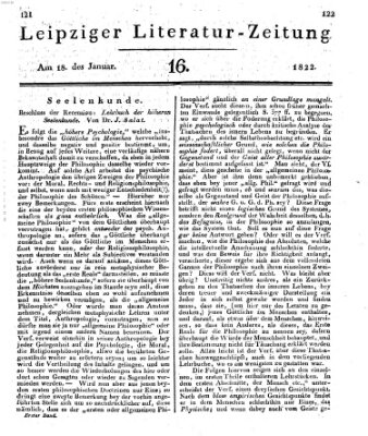 Leipziger Literaturzeitung Freitag 18. Januar 1822