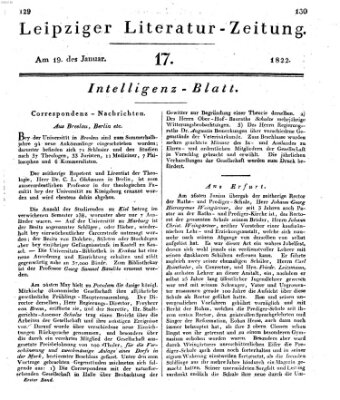 Leipziger Literaturzeitung Samstag 19. Januar 1822