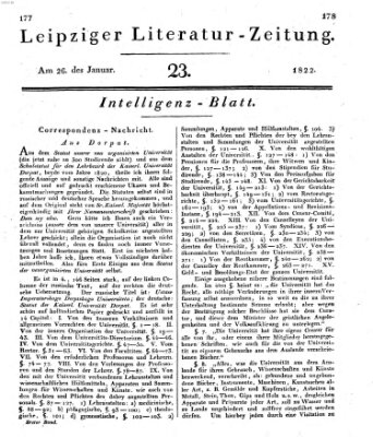 Leipziger Literaturzeitung Samstag 26. Januar 1822