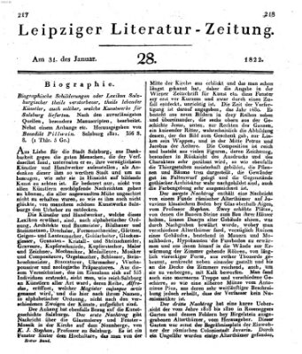 Leipziger Literaturzeitung Donnerstag 31. Januar 1822