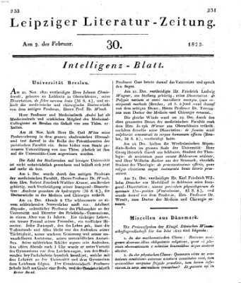 Leipziger Literaturzeitung Samstag 2. Februar 1822