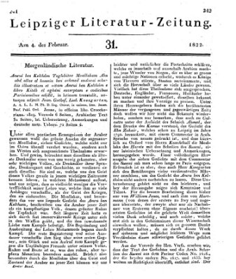 Leipziger Literaturzeitung Montag 4. Februar 1822