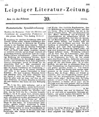 Leipziger Literaturzeitung Mittwoch 13. Februar 1822