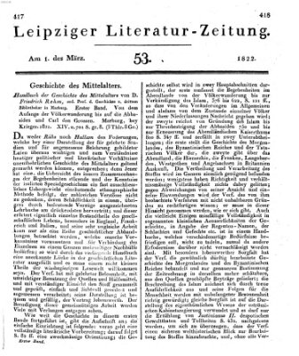 Leipziger Literaturzeitung Freitag 1. März 1822