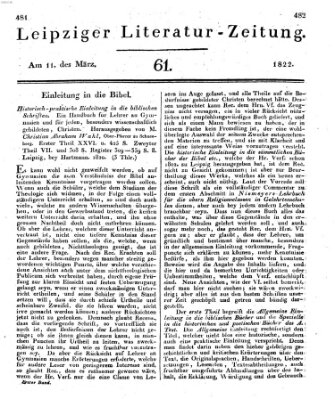 Leipziger Literaturzeitung Montag 11. März 1822