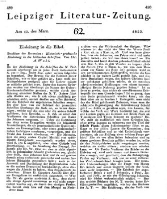 Leipziger Literaturzeitung Dienstag 12. März 1822