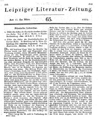 Leipziger Literaturzeitung Freitag 15. März 1822