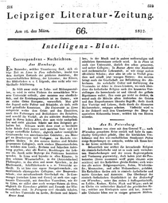 Leipziger Literaturzeitung Samstag 16. März 1822