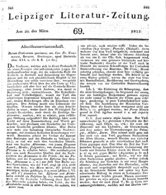 Leipziger Literaturzeitung Mittwoch 20. März 1822