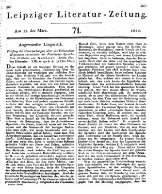 Leipziger Literaturzeitung Freitag 22. März 1822