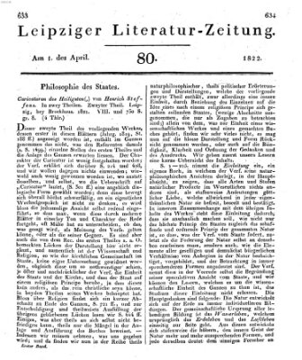 Leipziger Literaturzeitung Montag 1. April 1822