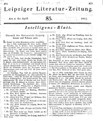 Leipziger Literaturzeitung Samstag 6. April 1822