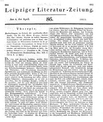 Leipziger Literaturzeitung Montag 8. April 1822