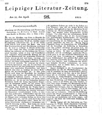 Leipziger Literaturzeitung Montag 22. April 1822