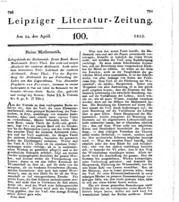 Leipziger Literaturzeitung Mittwoch 24. April 1822