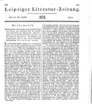 Leipziger Literaturzeitung Donnerstag 25. April 1822