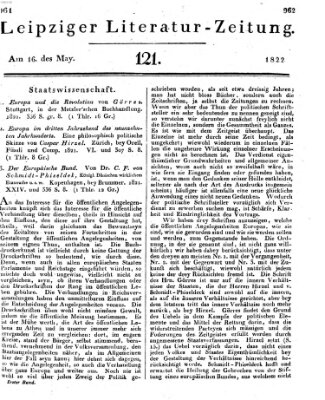 Leipziger Literaturzeitung Donnerstag 16. Mai 1822