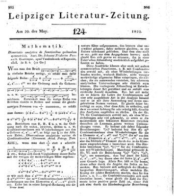 Leipziger Literaturzeitung Montag 20. Mai 1822