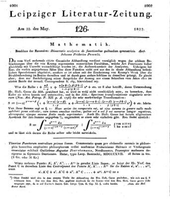 Leipziger Literaturzeitung Mittwoch 22. Mai 1822